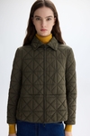 Origami-quilted nylon trench coat with detachable skirt