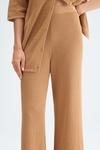 Cotton pointelle knit straight-leg trousers