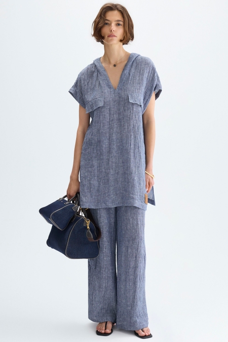 CRINKLE LINEN PYJAMA-STYLE TROUSERS