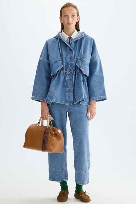 DENIM STRAIGHT-LEG TROUSERS