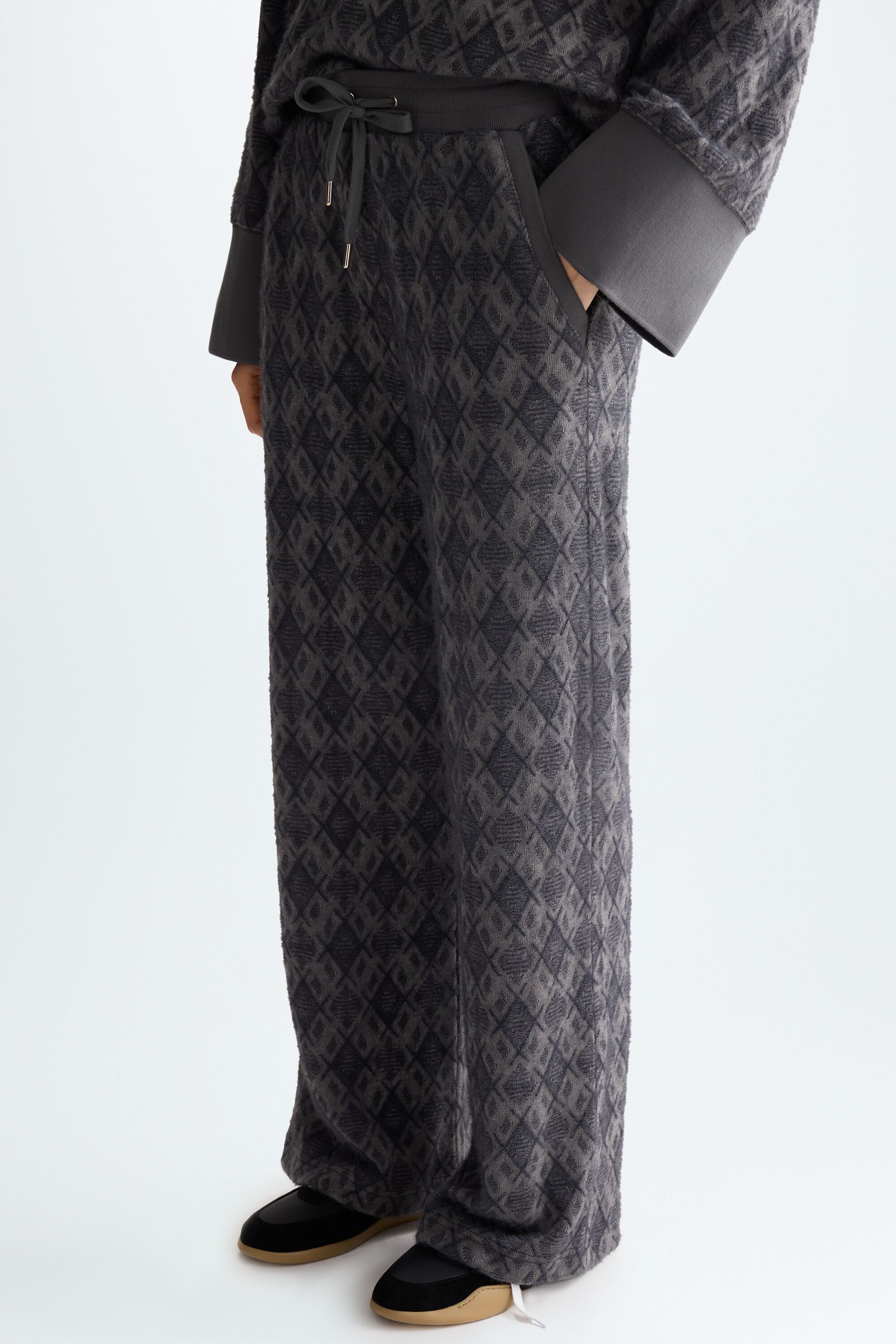 Teddy jacquard straight-leg pyjama-style trousers