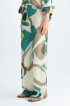 Print cupro wide-leg trousers