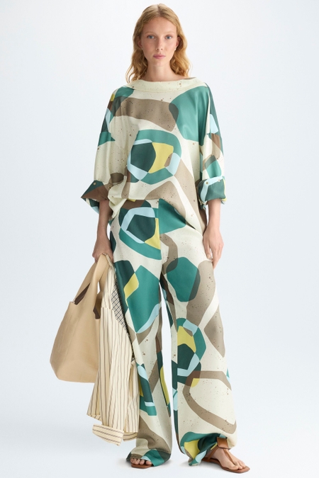 PRINT CUPRO WIDE-LEG TROUSERS