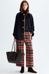 Chequered cotton twill pyjama-style trousers