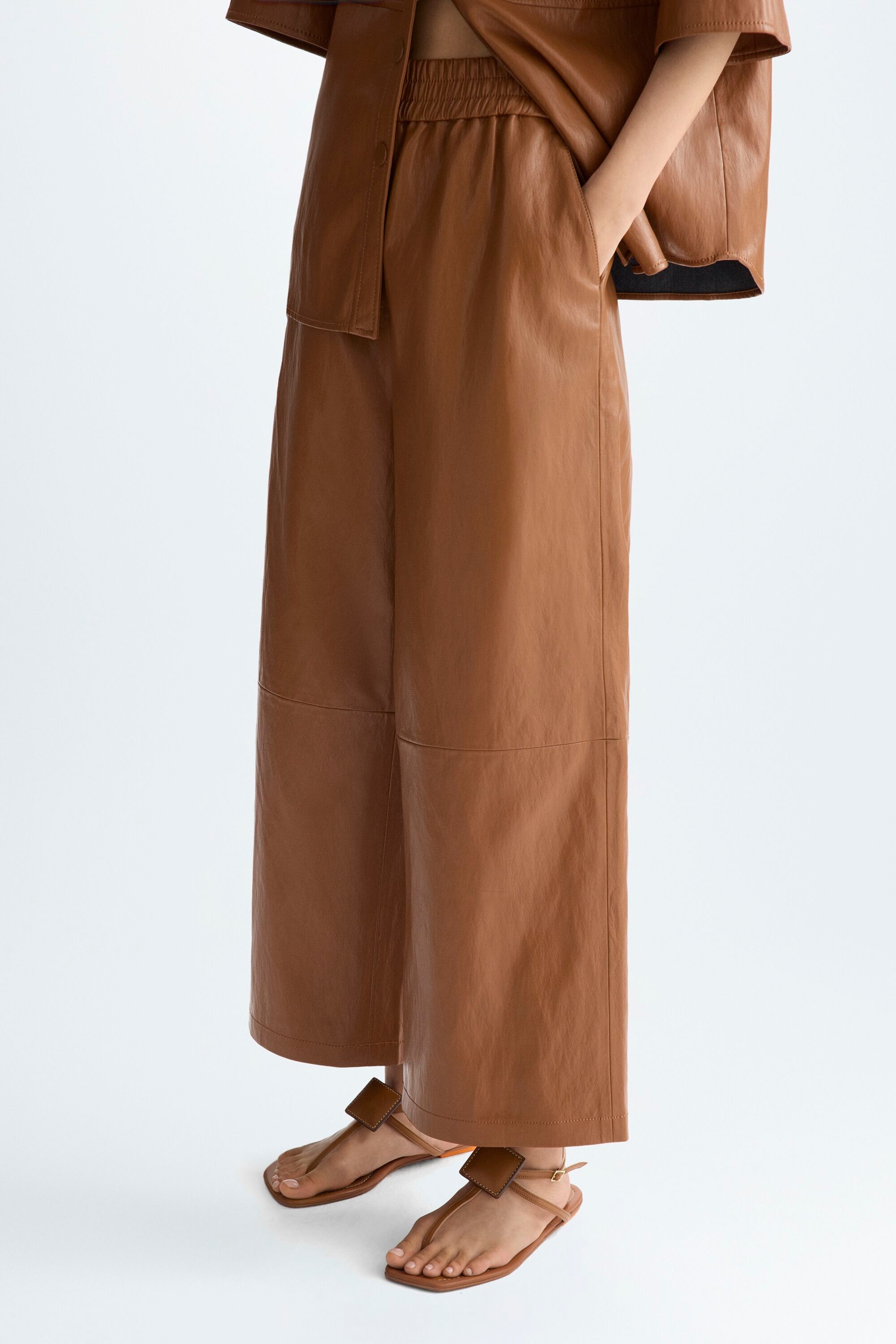Faux-leather pyjama-style trousers