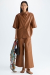 Faux-leather pyjama-style trousers