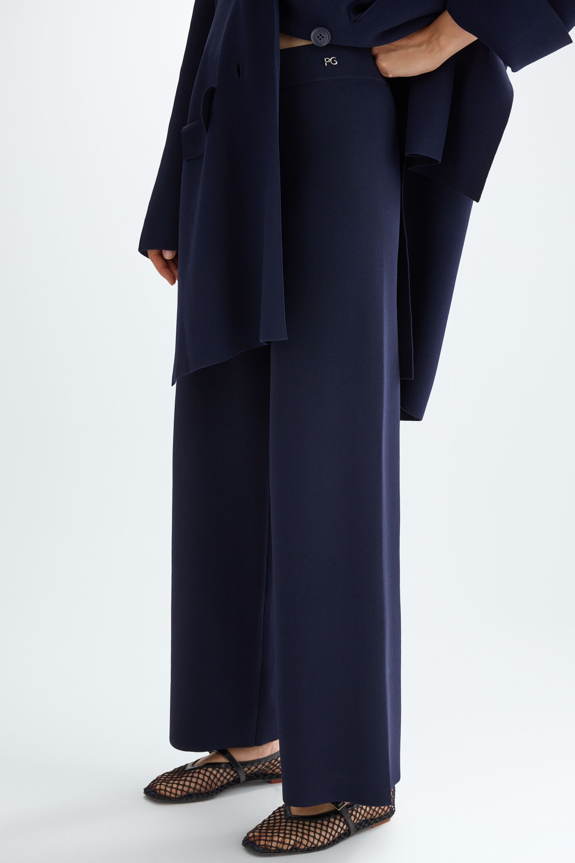 Stretch-knit straight-leg trousers