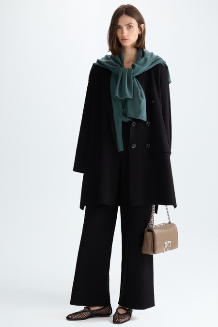 DOUBLE-FACED STRETCH-KNIT STRAIGHT-FIT TROUSERS