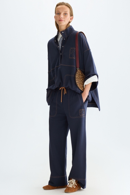 COTTON FLEECE STRAIGHT-LEG TROUSERS