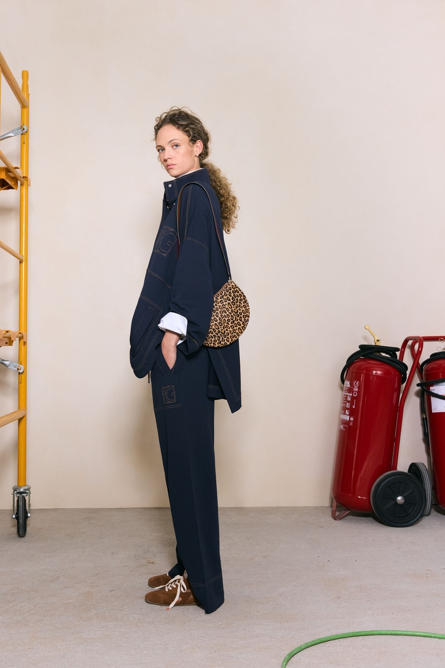 COTTON FLEECE STRAIGHT-LEG TROUSERS