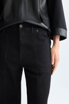 Cotton twill flared trousers