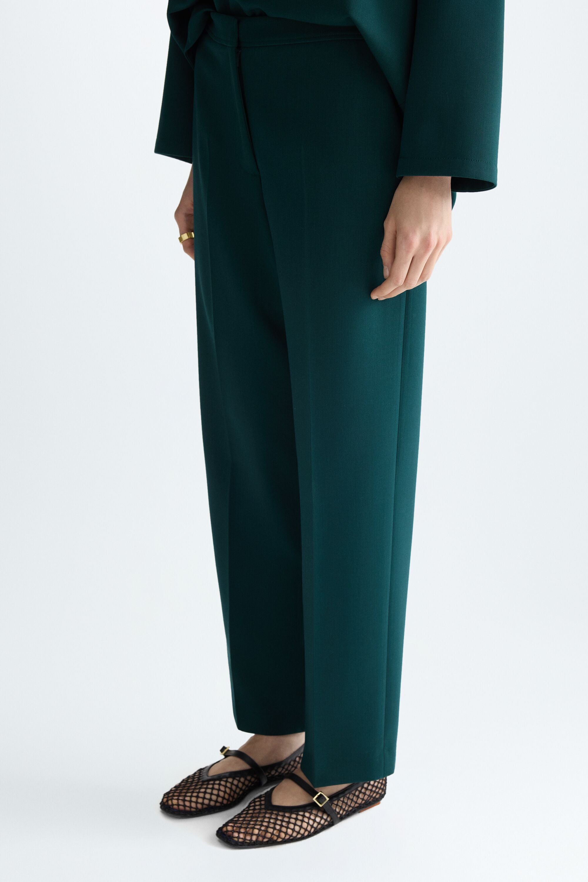 Double-faced straight-leg trousers green - Purificacion Garcia