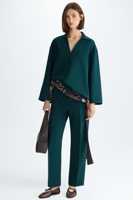 DOUBLE-FACED STRAIGHT-LEG TROUSERS