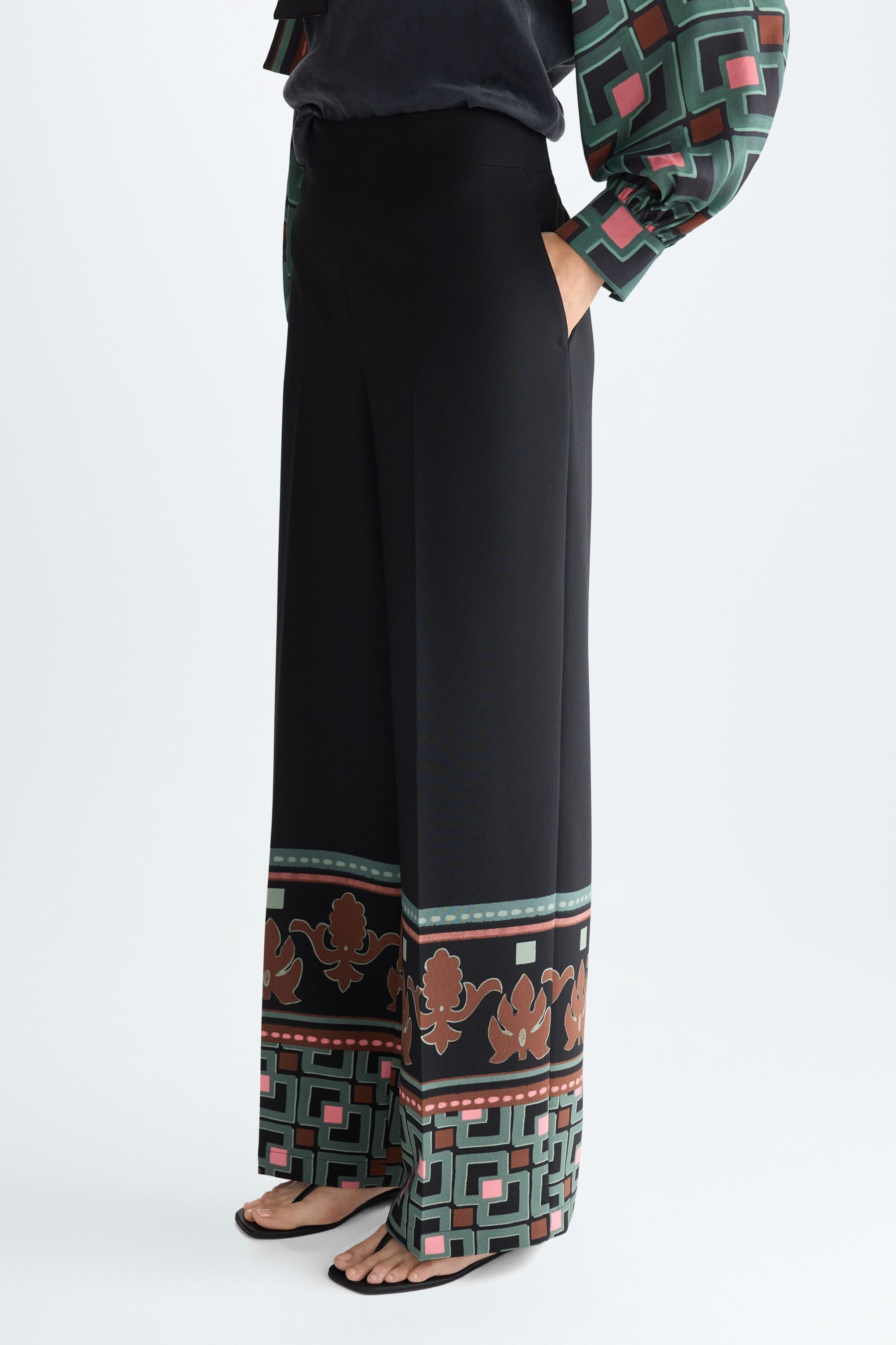 Pantalón palazzo crepé estampado Africubo Ornamental