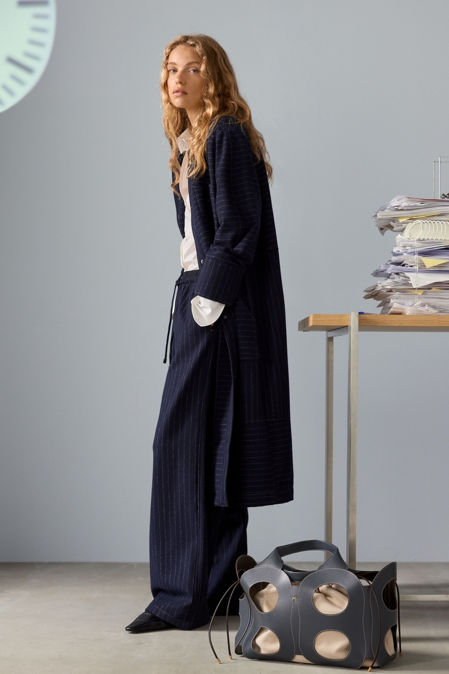 PINSTRIPED WOOL PYJAMA-STYLE TROUSERS
