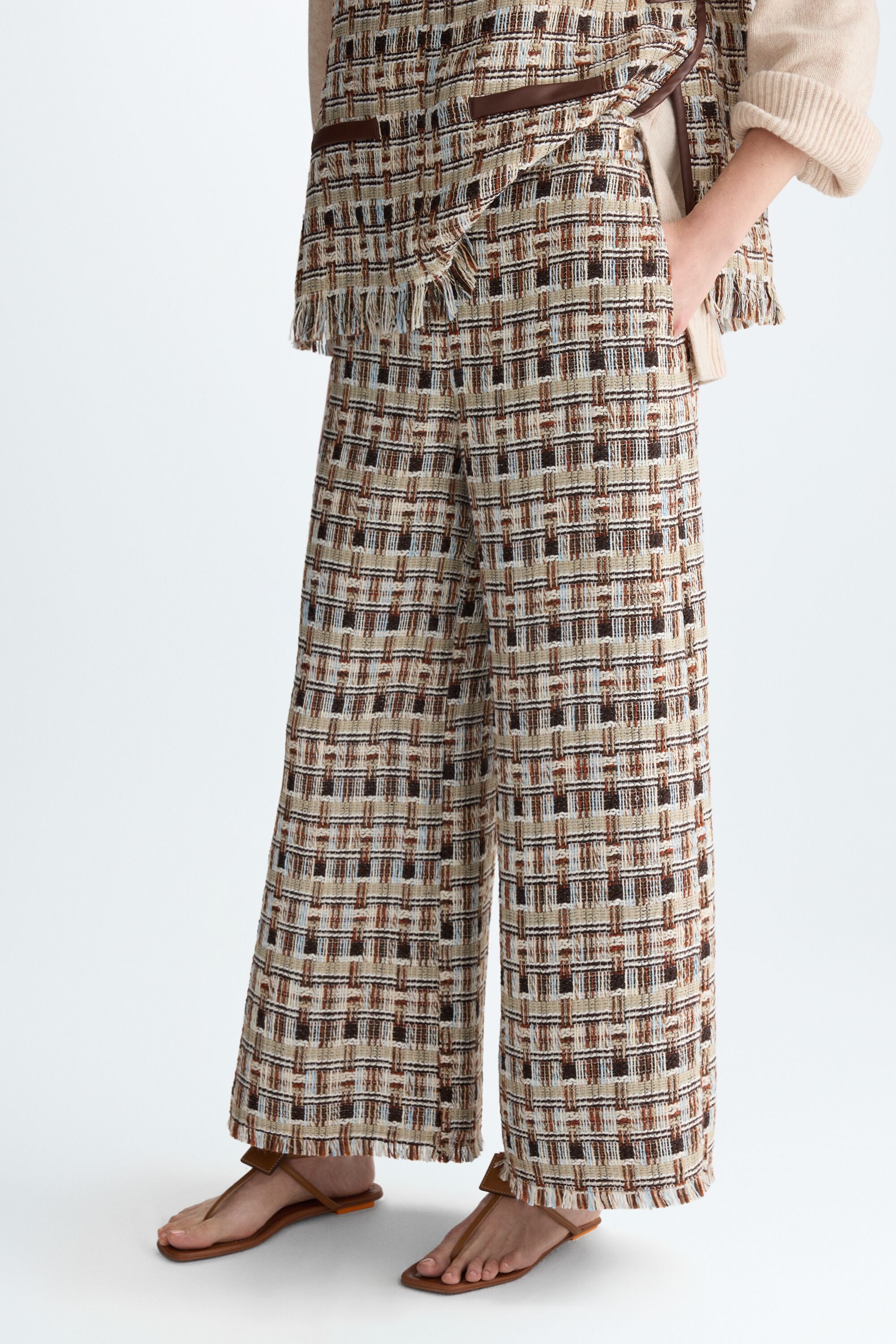 Tweed wide-leg trousers