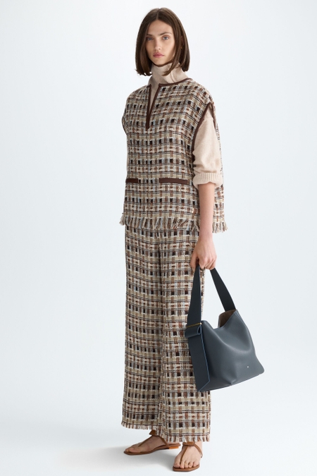 TWEED WIDE-LEG TROUSERS