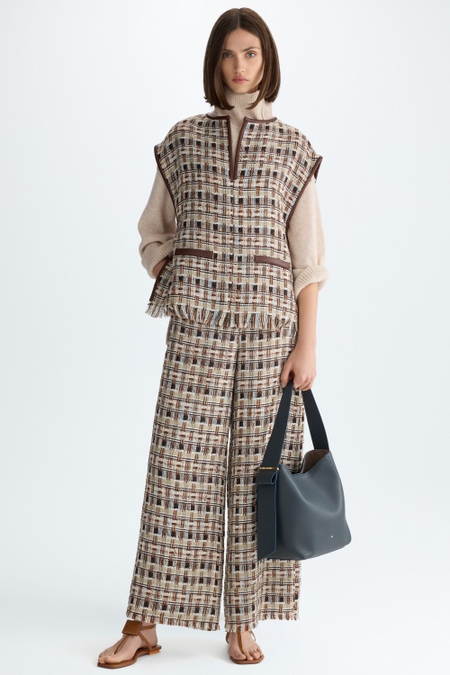 TWEED WIDE-LEG TROUSERS