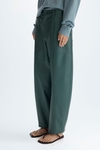 Faux-leather barrel trousers
