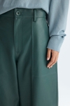 Faux-leather barrel trousers