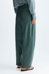 Faux-leather barrel trousers