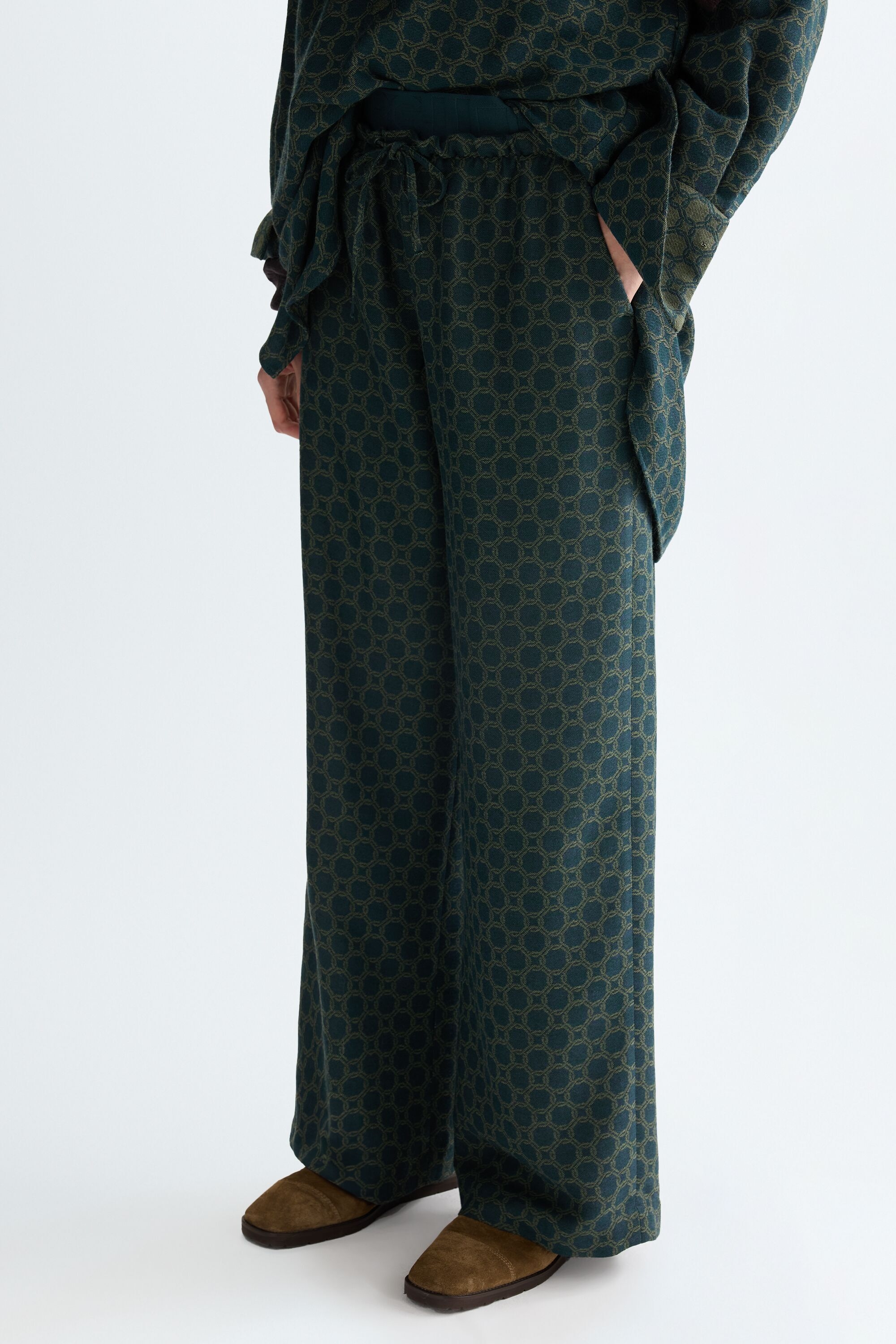 Jacquard straight-leg pyjama-style trousers