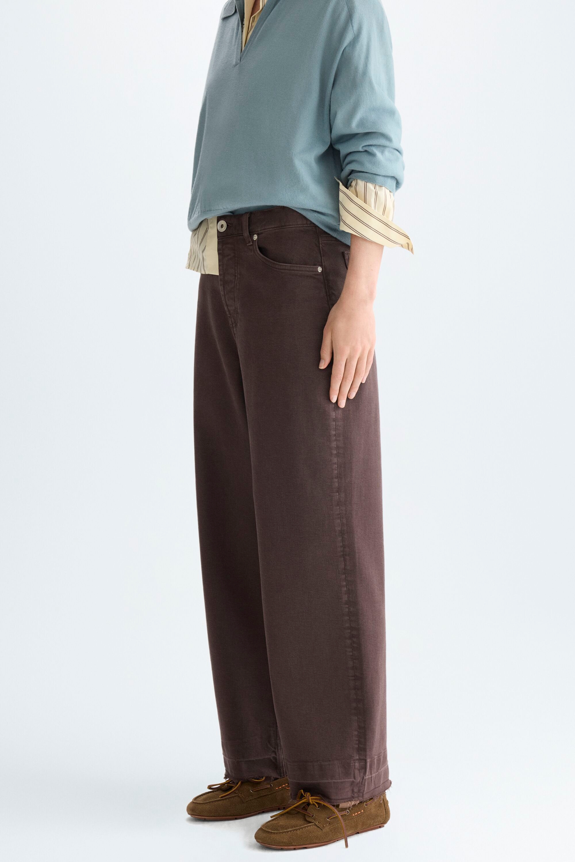 Cotton twill straight-leg trousers