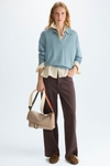 Cotton twill straight-leg trousers