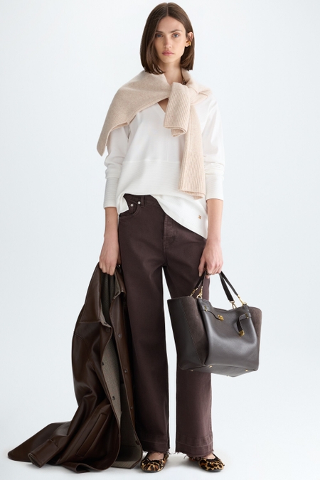 COTTON TWILL STRAIGHT-LEG TROUSERS
