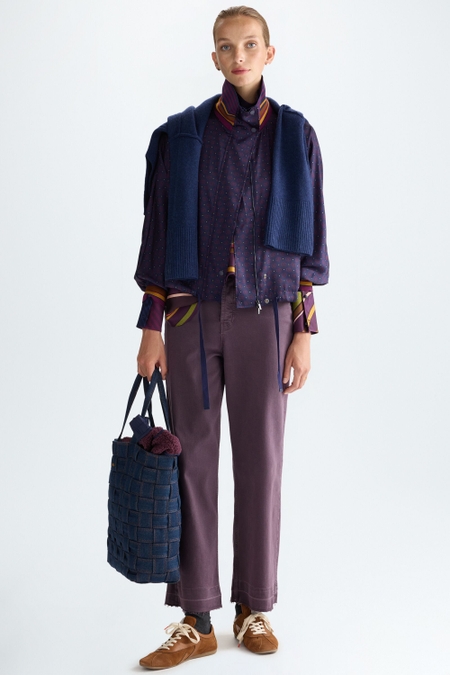 COTTON TWILL STRAIGHT-LEG TROUSERS