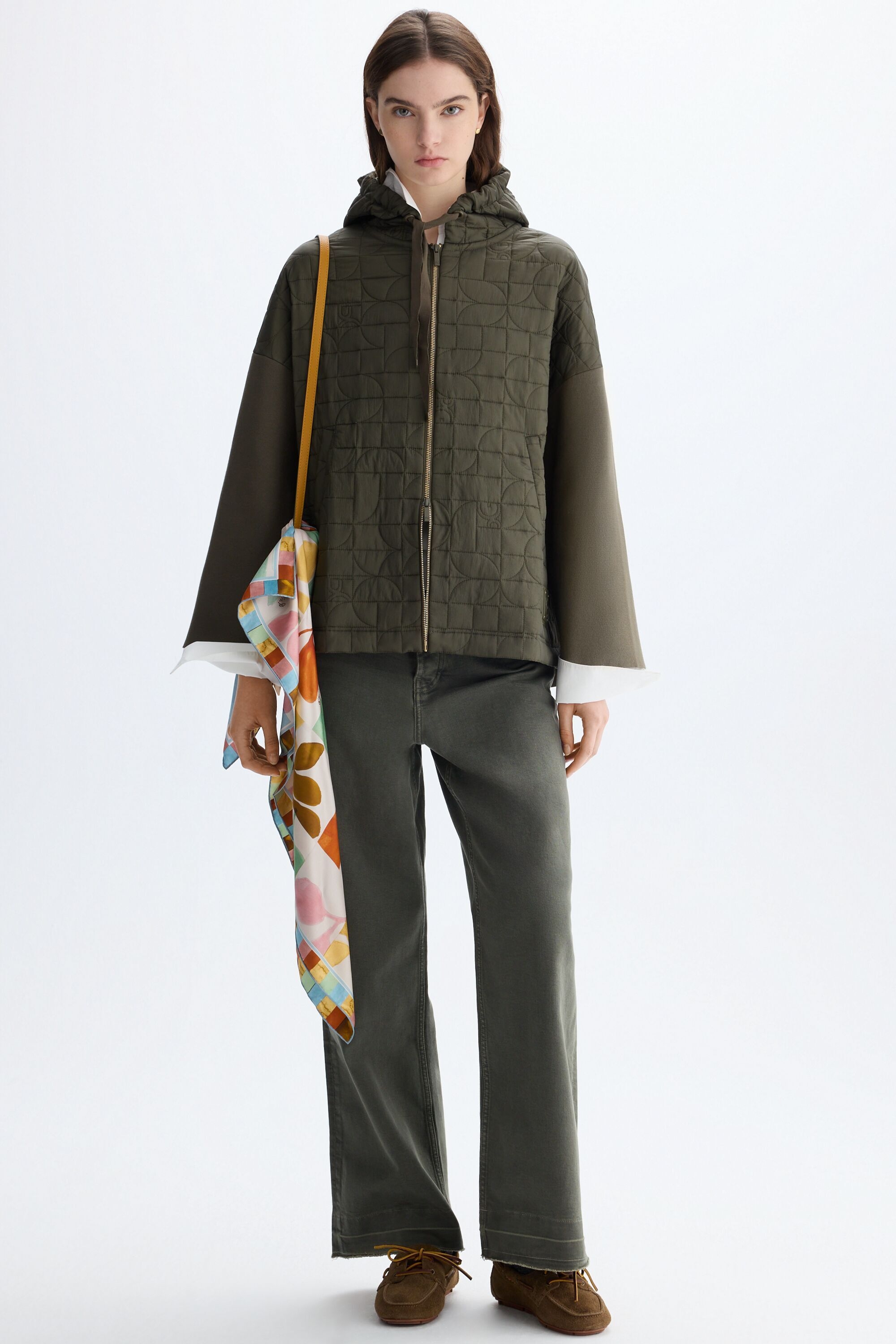 Cotton twill straight-leg trousers