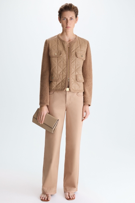 FRAYED TWILL STRAIGHT-LEG TROUSERS