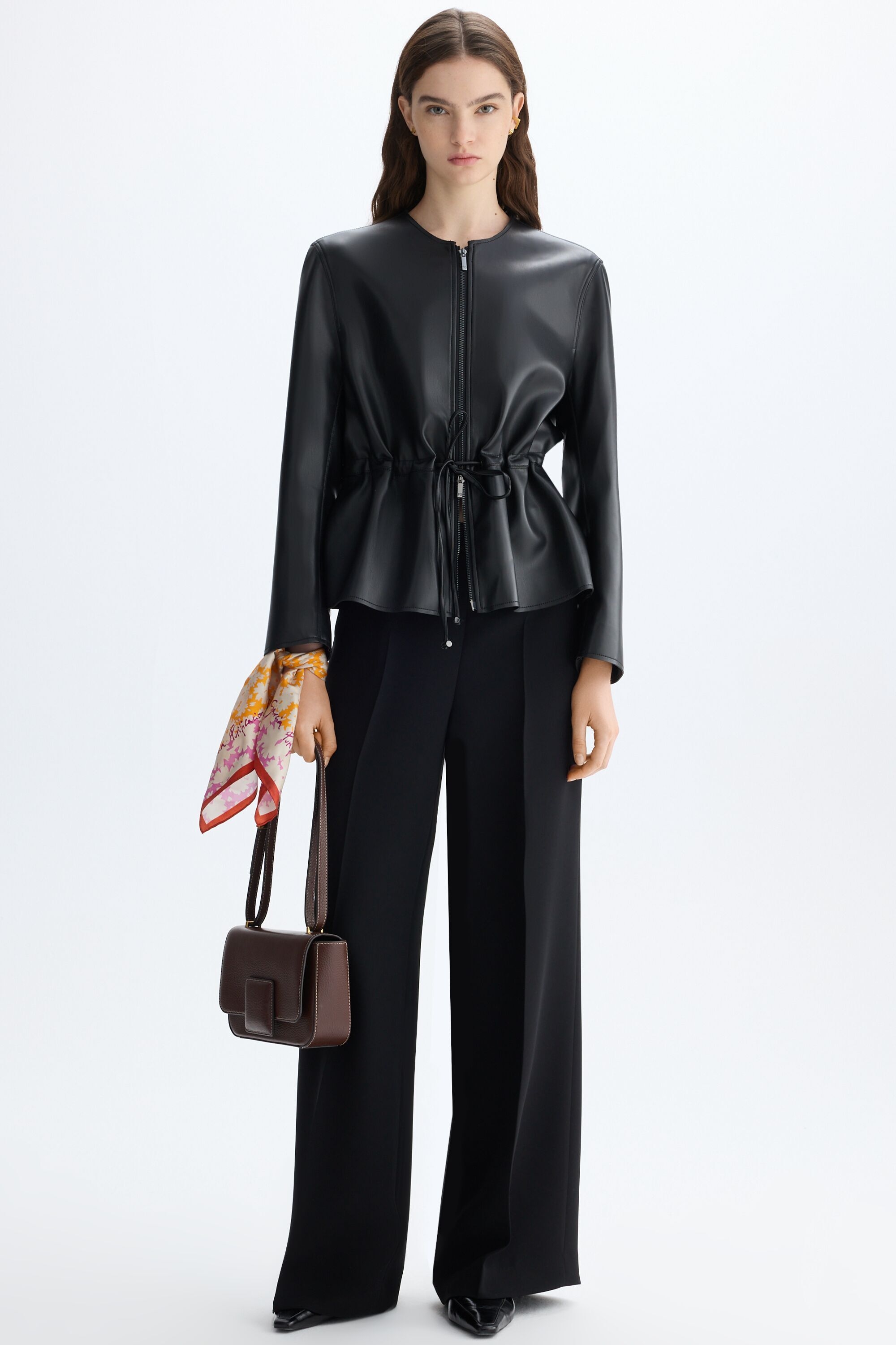 Crepé wide-leg trousers