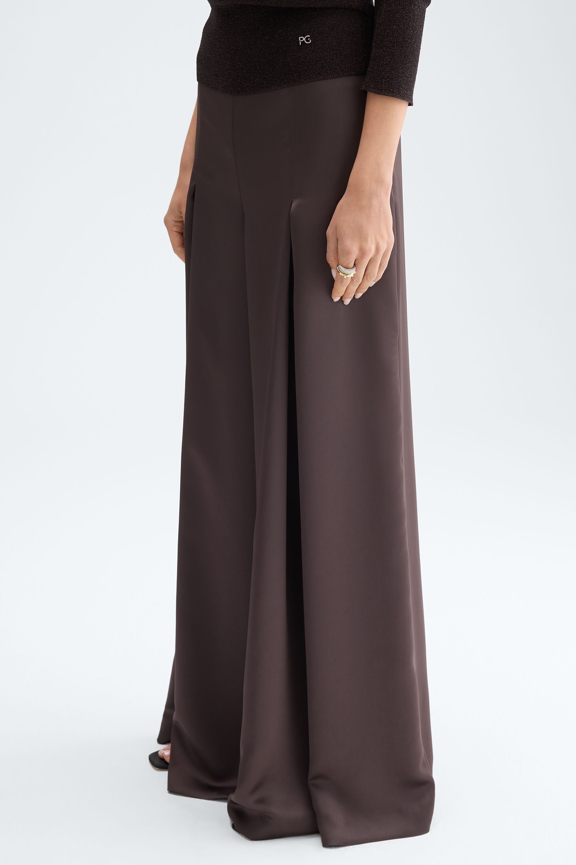 Satin wide-leg trousers