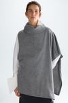 Wool knit asymmetric cape scarf