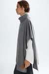 Wool knit asymmetric cape scarf