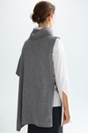Wool knit asymmetric cape scarf