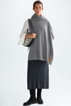 Wool knit asymmetric cape scarf