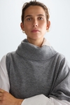 Wool knit asymmetric cape scarf