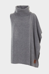 Wool knit asymmetric cape scarf