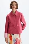 Faux-leather straight-fit short jacket
