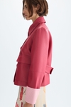 Faux-leather straight-fit short jacket