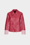 Faux-leather straight-fit short jacket