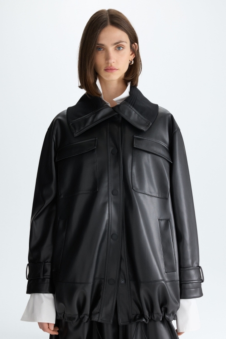 FAUX-LEATHER OVERSIZE COAT