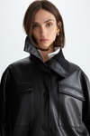 Faux-leather oversize coat