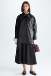 Faux-leather oversize coat