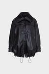 Faux-leather oversize coat