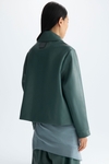 Faux-leather straight-fit short jacket