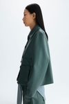 Faux-leather straight-fit short jacket