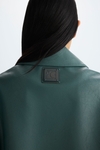 Faux-leather straight-fit short jacket
